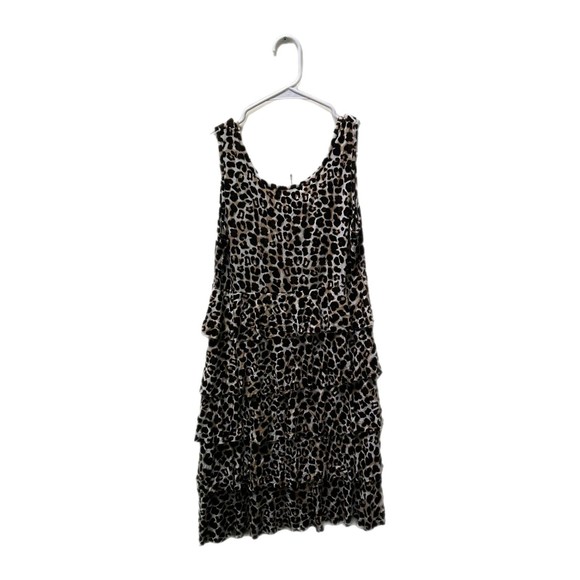 Dress Barn Leopard Print Sleeveless Ruffled Dress, Size 10, Pre-owned - Picture 4 of 7